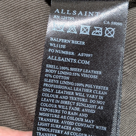 All Saints Balfern Leather Biker's Jacket Size 4 - Picture 3 of 16